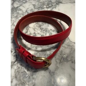 Coach Vintage Red Glove Tanned Leather Belt Solid Brass Buckle USA Made 8400 L